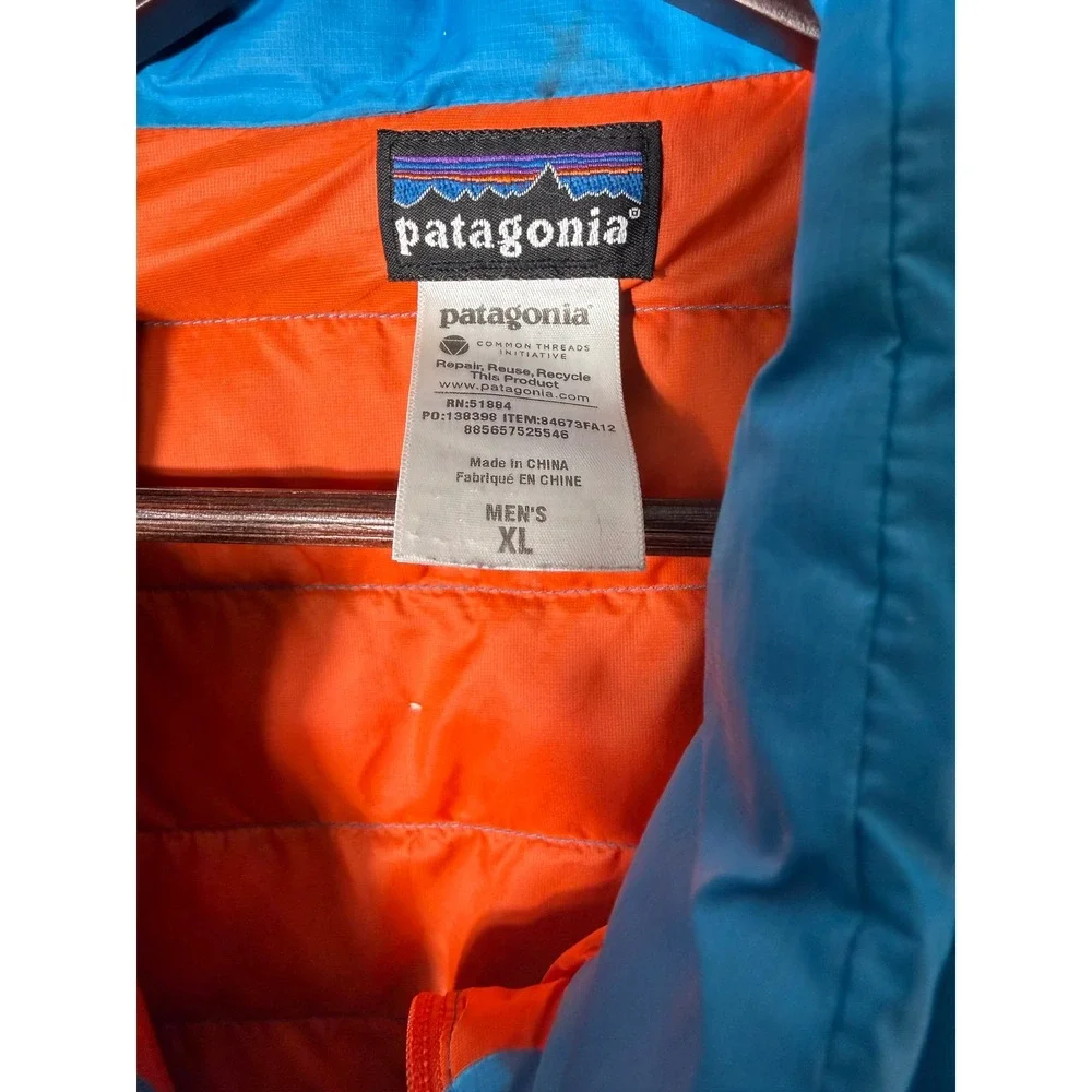 Patagonia Down Sweater Mens XL Blue EUC Full Zip Quilted Puffer